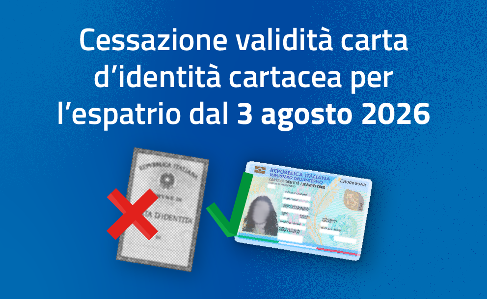 CARTA D’IDENTITA CARTACEA NON VALIDA DAL 3 AGO